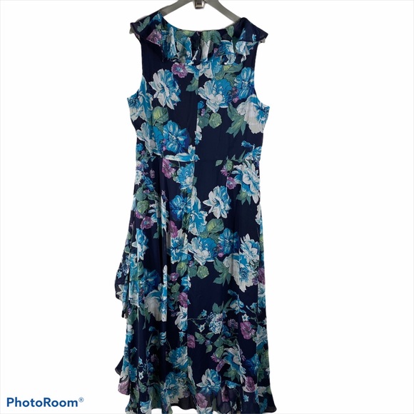 London Times Dresses & Skirts - London Times Woman floral Maxi Dress Navy/Teal 16W